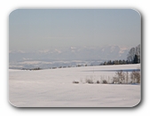 Schneefeld und Dunst